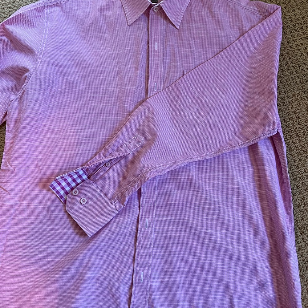 Johnston & Murphy Men’s pink and white dress shirt size XL slim fit